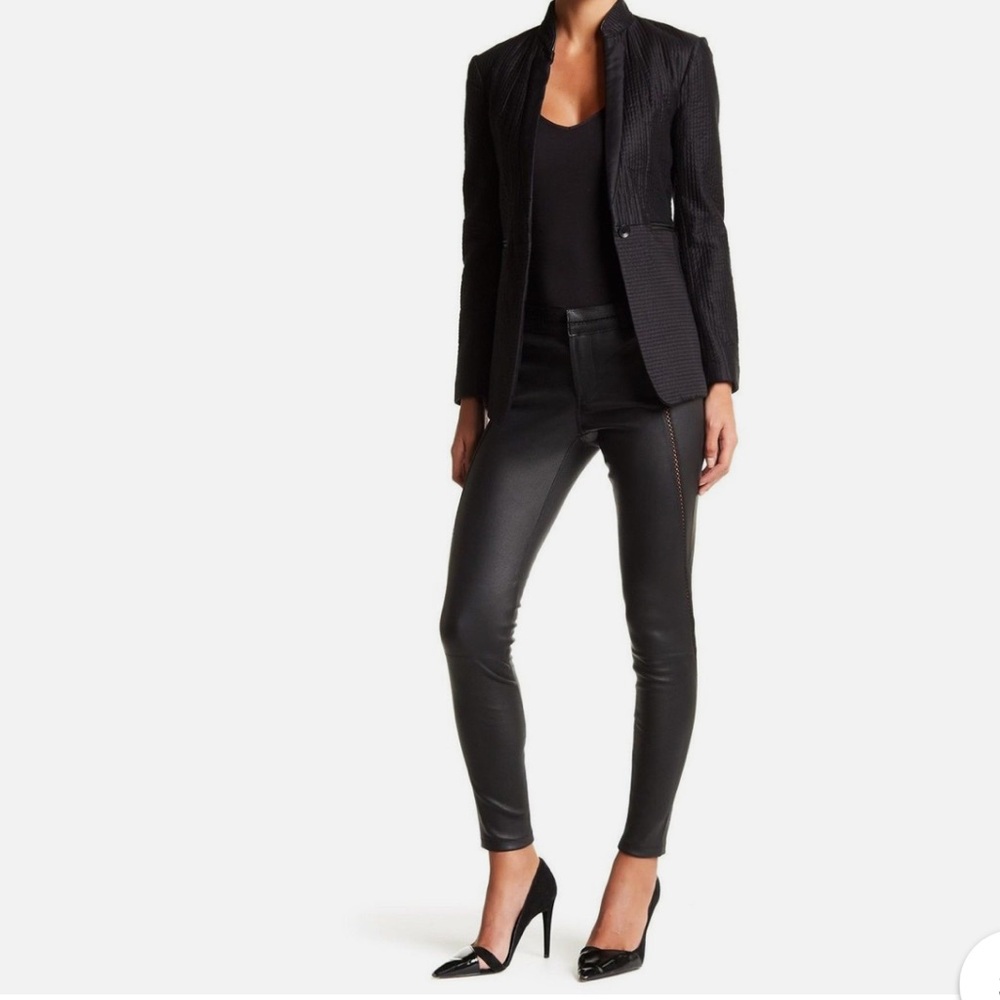 David Lerner Black Leather Skinny Pants